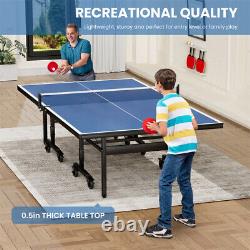 Outdoor Indoor Table Tennis Ping Pong withTable Tennis Net Set Tourney Quality NEW