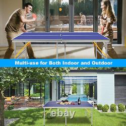 Outdoor Indoor Tennis Ping Pong Table Foldable 2 Paddles & 3 Balls &Net Included