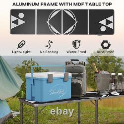 Outsunny 8ft Portable Beer Pong Table withAdjustable Legs, Folding Camping Table, Al