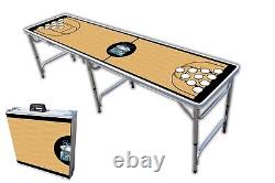 PARTYPONG 8-Foot Beer Pong Table withCup Holes Basketball Court Graphic