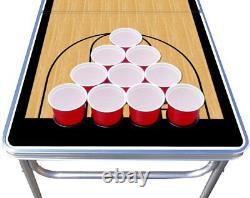 PARTYPONG 8-Foot Beer Pong Table withCup Holes Basketball Court Graphic