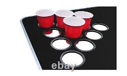 PARTYPONG 8-Foot Folding Beer Pong Table withCup Holes Soccer Field Edition