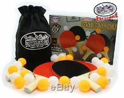 PING PONG PADDLES 4 Player Table Tennis Set Racket Paddle Balls With Storage Bag