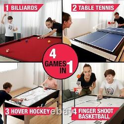 POOL HOCKEY GAME TABLE 4-In-1 Swivel Combo Game Table Tennis Basketball 6-Ft