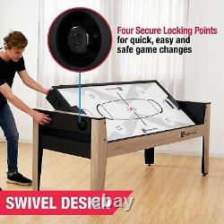 POOL HOCKEY GAME TABLE 4-In-1 Swivel Combo Game Table Tennis Basketball 6-Ft