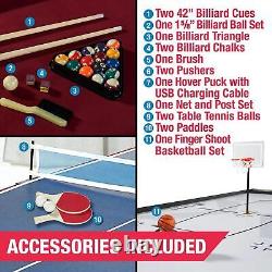 POOL HOCKEY GAME TABLE 4-In-1 Swivel Combo Game Table Tennis Basketball 6-Ft