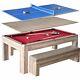 Park Avenue 7' Foot Combo Dining Pool Table Tennis With Bench Seating & Billiards