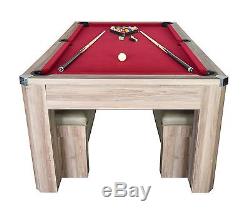 Park Avenue 7' Foot Combo Dining Pool Table Tennis with Bench Seating & Billiards