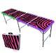Partypong 8-foot Folding Beer Pong Table Withled Lights Pink Zebra Edition