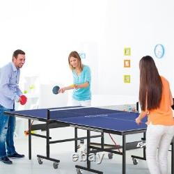 Ping Pong Table Foldable 9' x 5' Table Tennis Net & Post Set Gym Fun Game Room