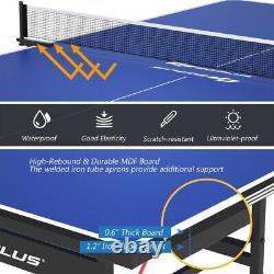 Ping Pong Table Foldable 9' x 5' Table Tennis Net & Post Set Gym Fun Game Room