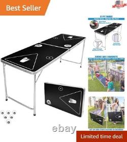 Portable 6-Foot Beer Pong Table with 6 Balls Ultimate Party Essential