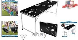 Portable 6-Foot Beer Pong Table with 6 Balls Ultimate Party Essential