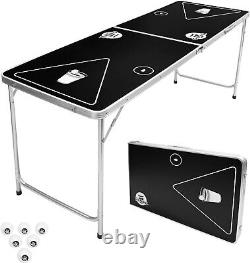 Portable 6-Foot Beer Pong Table with 6 Balls Ultimate Party Essential