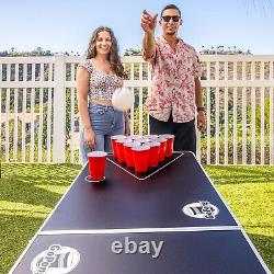 Portable 6-Foot Beer Pong Table with 6 Balls Ultimate Party Essential