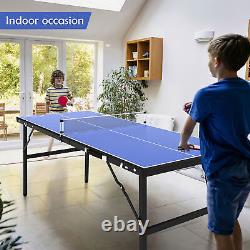 Portable Indoor Outdoor Tennis Ping Pong Table 2 Paddles 2 Balls Foldable US