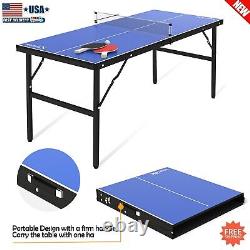 Portable Indoor Outdoor Tennis Ping Pong Table 2 Paddles 2 Balls Outdoor Game US