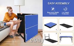 Portable Indoor Outdoor Tennis Ping Pong Table Foldable Table with Paddles + Balls