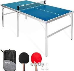 Portable Mid-Size Table Tennis Game Set Indoor/Outdoor Game With Net Paddles Balls