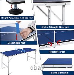 Portable Ping Pong Table, Mid-Size Foldable Table Tennis Table WithNet, 2 Paddles