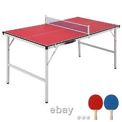 Portable Ping Pong Table, Mid-Size Foldable Table Tennis Table wIith Net, 2 P