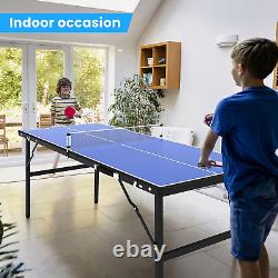 Portable Ping Pong Table, Mid-Size Foldable Tennis Table with Net for Indoor Outd