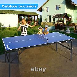 Portable Ping Pong Table, Mid-Size Foldable Tennis Table with Net for Indoor Outd