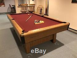 Preowned 8Ft. Slate Pool Table with Bonus Ping Pong Top and Wall Plaques