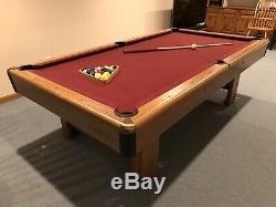 Preowned 8Ft. Slate Pool Table with Bonus Ping Pong Top and Wall Plaques