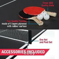 SHIPS FAST Grey 4-Piece Indoor Table Tennis Table With Two 5-Ply Paddles Foldable