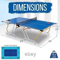 SereneLife 4 pcs. Foldable Table Tennis Table with Single Player Playback Mode
