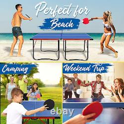 Serenelife Midsize Portable Ping Pong Table Set with Net, Clipper, Post 6' X 3