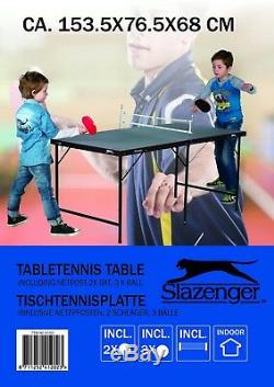 Slazenger Mini 5 Foot Table Tennis Ping Pong Folding with Net Bats Balls Indoor
