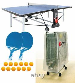 Sponeta S 5-73 e im Set outdoor Tischtennisplatte blau mit Hülle u Schlägerset