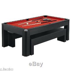 Table Pool Combo Set 7 Foot Billiard Benches Game Ping Pong Tennis Room New