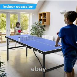 Table Portable Tennis Mid-Size Pong Ping Foldable Net Set Indoor Outdoor Midsize
