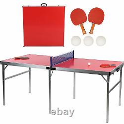 Table Tennis Ping Pong Table + Paddle Balls for Small Spaces Indoor/Outdoor