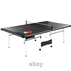 Table Tennis Table Accessories Included Indoor Mid Size 15mm 4-Piece Black