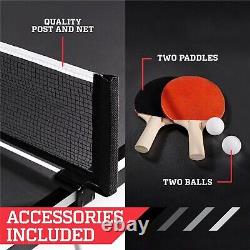 Table Tennis Table Accessories Included Indoor Mid Size 15mm 4-Piece Black