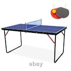 Table Tennis Table, Foldable & Portable Ping Pong Table Set with Net & 2 Paddles