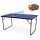 Table Tennis Table, Foldable & Portable Ping Pong Table Set With Net & 2 Paddles