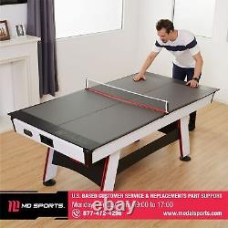 Table Tennis Top Indoor Air Hockey Billiard Dinner Foldable 4 Piece Gray Black
