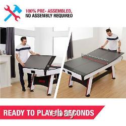 Table Tennis Top Indoor Air Hockey Billiard Dinner Foldable 4 Piece Gray Black