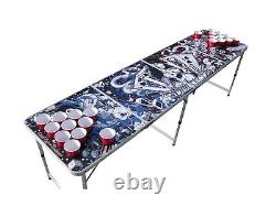 Tattoo Portable Beer Pong Table with Holes