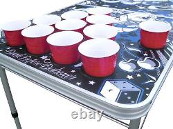 Tattoo Portable Beer Pong Table with Holes