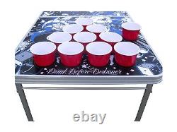 Tattoo Portable Beer Pong Table with Holes