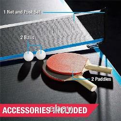 Tennis Ping Pong Table Official Size 15mm with 4 Piece Accessories Included Blue