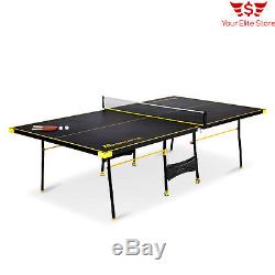 Tennis Ping Pong Table Sports Foldable Black Yellow Game Play Table Paddle Balls