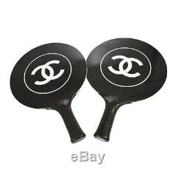 ULTRA RARE! Authentic CHANEL Table Tennis Case Set Black AK17340c