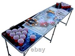 Vegas Poker Portable Beer Pong Table with Holes